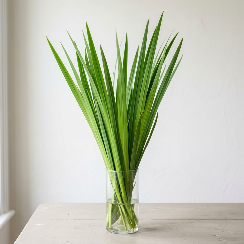 Steli recisi di Calamo aromatico (Acorus calamus, A. gramineus) in un vaso di vetro