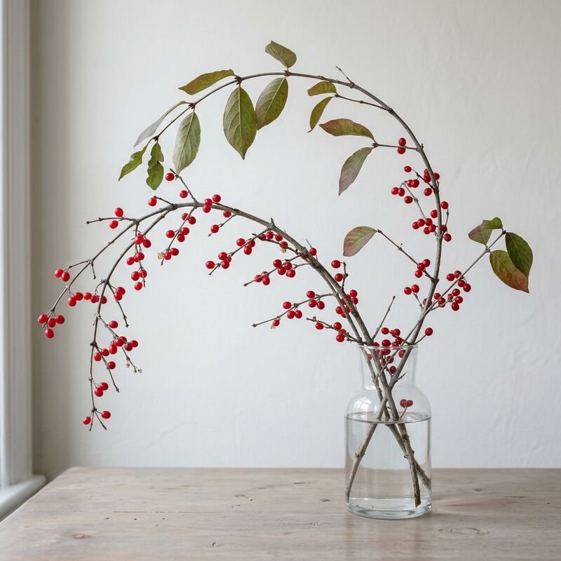 Steli recisi di Caprifoglio dell’Amur (Lonicera maackii) in un vaso di vetro