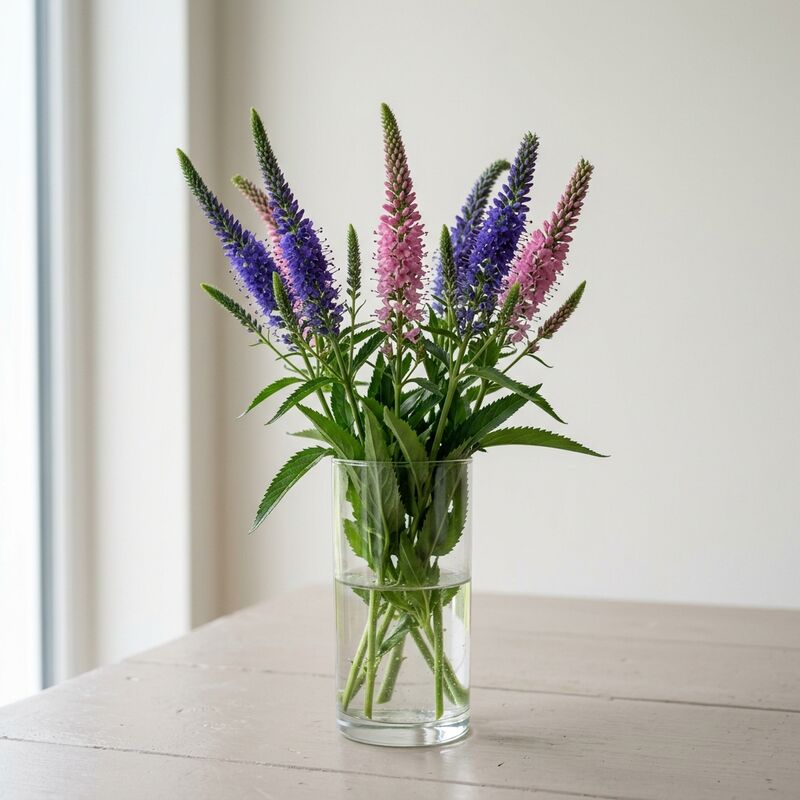 유리 꽃병에 꽂은 베로니카(Veronica longifolia)